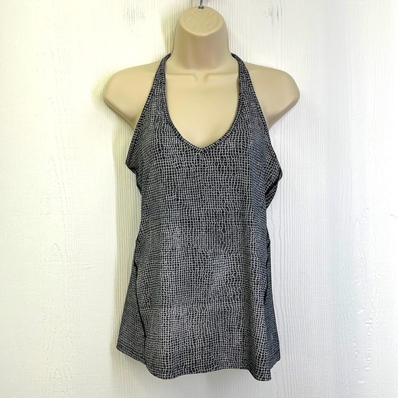 Lululemon Athletica - Wild And Free Black And White Racerback Tank Top Size 6 - Picture 1 of 11
